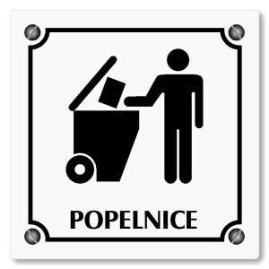 Popelnice, 148x148mm, bílá, Kansas